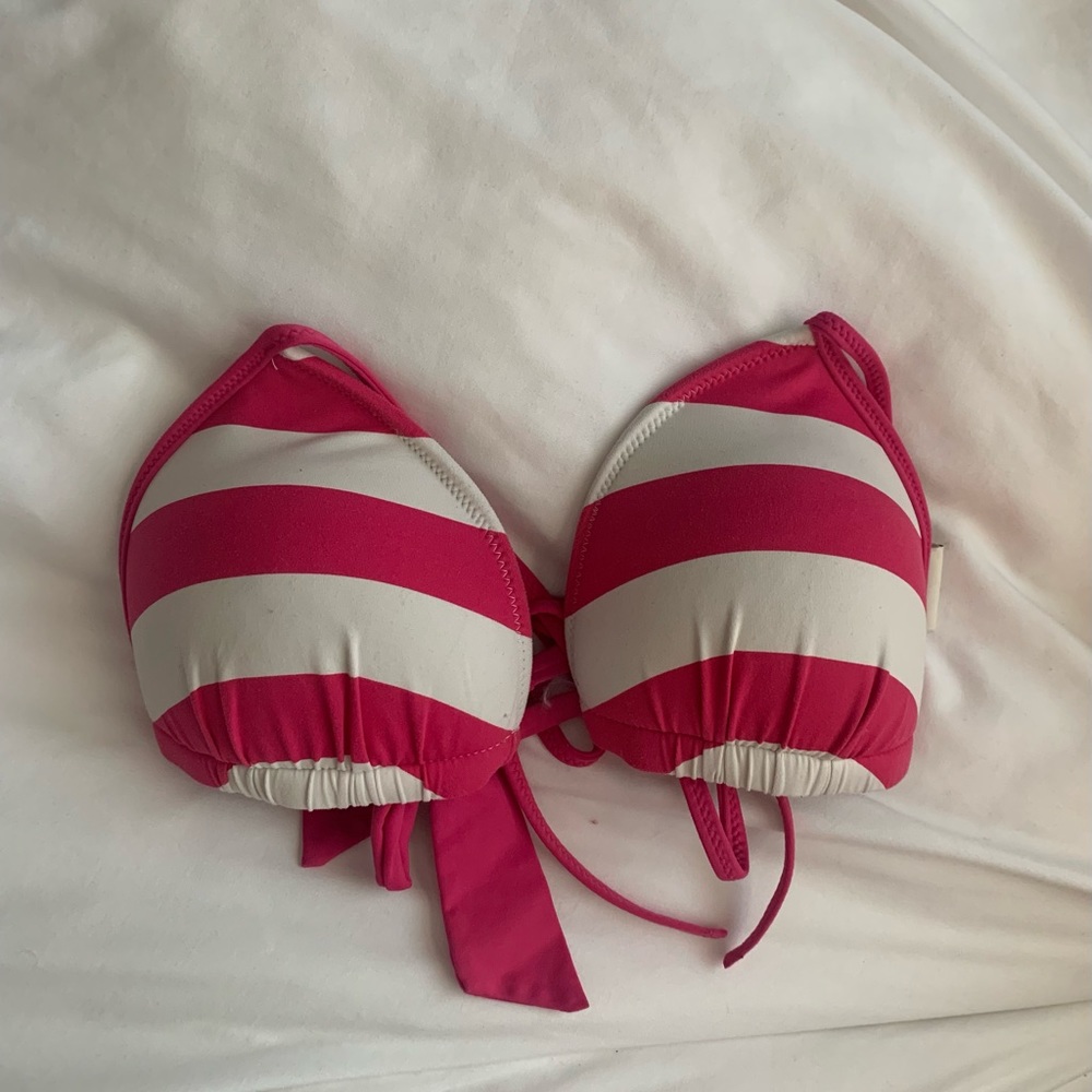 Y2K striped pink bikini top